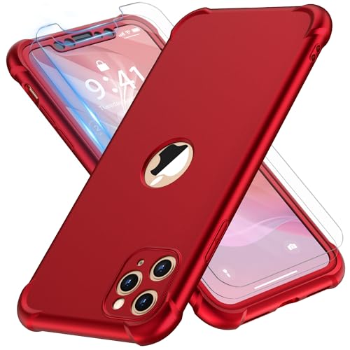 ORETECH für iPhone 11 Pro Max Hülle, mit 2 Stück Schutzfolie, 360 Grad Ganzkörper Stoßfest Kratzfest Silikon Handyhülle für iPhone 11 Pro Max 6,5 Zoll, Rot ORETECH für iPhone 11 Pro Max Hülle, mit 2 Stück Schutzfolie, 360 Grad Ganzkörper Stoßfest Kratzfest Silikon Handyhülle für iPhone 11 Pro Max 6,5 Zoll, Rot von ORETECH