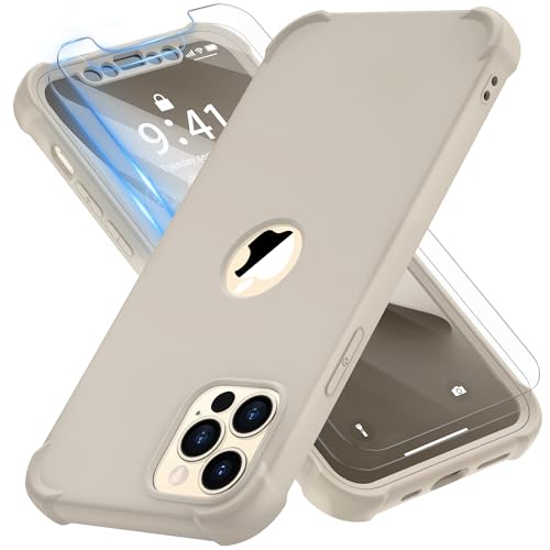 ORETECH für iPhone 12 Pro Max Hülle, mit 2 Stück Schutzfolie, 360 Grad Ganzkörper Stoßfest Kratzfest Silikon Handyhülle für iPhone 12 Pro Max 6,7 Zoll, Stein ORETECH für iPhone 12 Pro Max Hülle, mit 2 Stück Schutzfolie, 360 Grad Ganzkörper Stoßfest Kratzfest Silikon Handyhülle für iPhone 12 Pro Max 6,7 Zoll, Stein von ORETECH