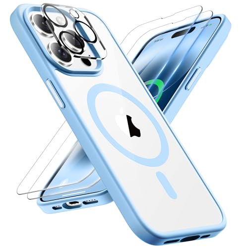 ORETECH Magnetisch Hülle für iPhone 14 Pro Max mit 2 Schutzfolie+1 Kameraschutz, Kompatibel mit Mag-Safe, Stoßfest Transparent Rückseite Handyhülle für iPhone 14 Pro Max Hülle 6,7" Sierra Blau ORETECH Magnetisch Hülle für iPhone 14 Pro Max mit 2 Schutzfolie+1 Kameraschutz, Kompatibel mit Mag-Safe, Stoßfest Transparent Rückseite Handyhülle für iPhone 14 Pro Max Hülle 6,7" Sierra Blau von ORETECH