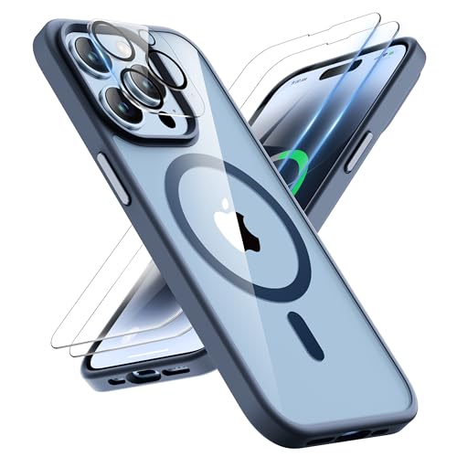 ORETECH Magnetisch Hülle für iPhone 14 Pro mit 2 Schutzfolie+1 Kameraschutz, Kompatibel mit Mag-Safe, Stoßfest Kratzfest Transparent Rückseite Handyhülle für iPhone 14 Pro Hülle 6,1" Marineblau ORETECH Magnetisch Hülle für iPhone 14 Pro mit 2 Schutzfolie+1 Kameraschutz, Kompatibel mit Mag-Safe, Stoßfest Kratzfest Transparent Rückseite Handyhülle für iPhone 14 Pro Hülle 6,1" Marineblau von ORETECH