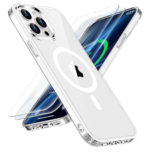 ORETECH Magnetisch für iPhone 12 Pro Max Hülle: Kompatibel mit Mag-Safe, mit 2X Displayschutzfolie Handyhülle iPhone 12 Pro Max Stoßfest Schutzhülle Transparent Hülle iPhone 12 Pro Max Durchsichtig von ORETECH