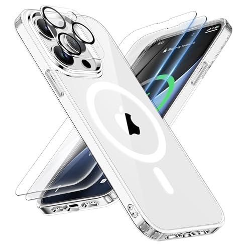 ORETECH Magnetisch für iPhone 14 Pro Hülle, [Kompatibel mit Mag-Safe][2X Displayschutzfolie+1x Kameraschutz],Handyhülle iPhone 14 Pro,Stoßfest Schutzhülle Transparent Hülle iPhone 14 Pro,Durchsichtig von ORETECH