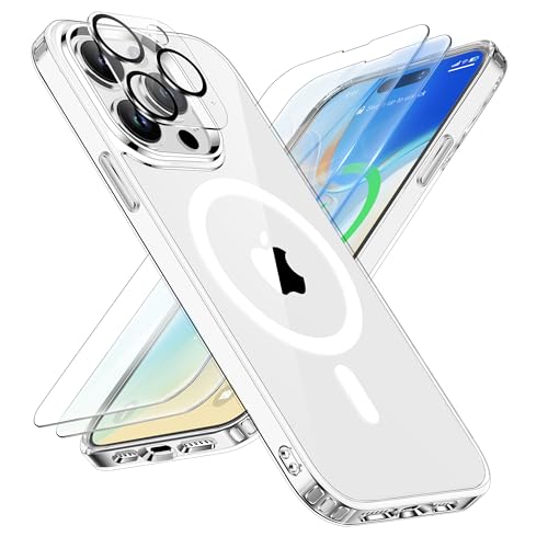 ORETECH Magnetisch für iPhone 14 Pro Max Hülle: [Kompatibel mit Mag-Safe][2X Displayschutzfolie+1x Kameraschutz] Stoßfest Schutzhülle Hülle Handyhülle iPhone 14 Pro Max,Durchsichtig von ORETECH
