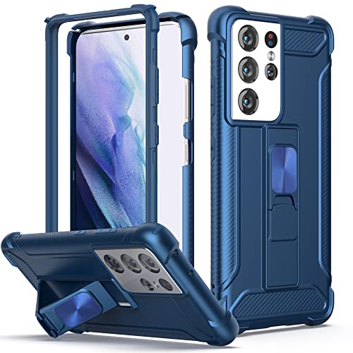 ORETECH Tough Armor Hülle für Samsung Galaxy S21 Ultra mit [Ständer Halter Magnet] 360 Grad Ganzkörper Schutzhülle Militär Stoßfest TPU Silikon und Hard PC Handyhülle für Samsung S21 Ultra 6.8"-Blau von ORETECH