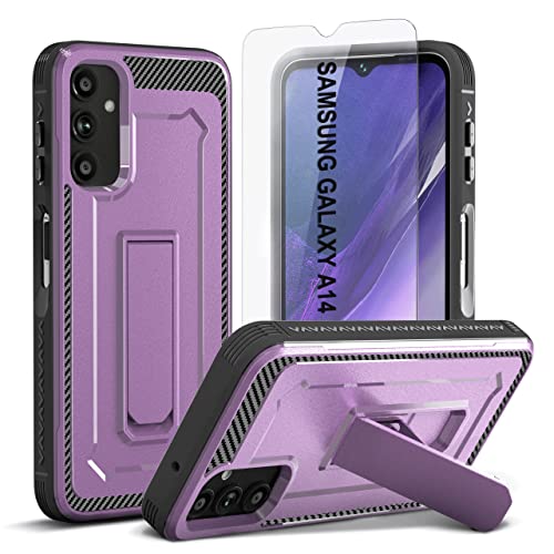 ORETECH für Samsung Galaxy A14 5G Hülle, Samsung A14 5G Hülle, Handyhülle Samsung A14 5G, mit [Ständer + Schutzfolie] Stoßfest Kratzfest Schutzhülle Ganzkörperschutz Samsung Galaxy A14 Hülle, Lila von ORETECH