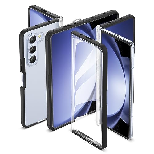 ORETECH für Samsung Galaxy Z Fold 5 Hülle, mit integriertem [Displayschutz], [Anti-Vergilbung] Transparent Harte PC Stoßfest Kratzfest Schutzhülle Case für Handyhülle Samsung Z Fold 5, Schwarz von ORETECH