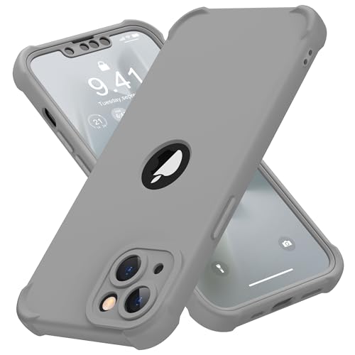 ORETECH für iPhone 13 Hülle: mit [2X Schutzfolie][Lückenloser Kameraschutz] Handyhülle iPhone 13 360 Grad Ganzkörperschutz Stoßfest Kratzfest Silikon Schutzhülle Hülle iPhone 13 Case 6,1" Gray von ORETECH