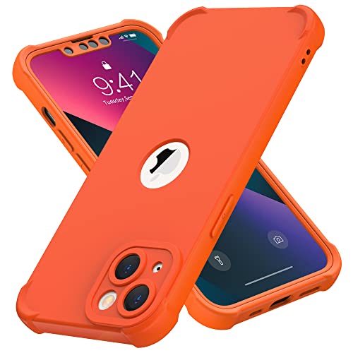 ORETECH für iPhone 13 Mini Hülle (5,4"), Hülle iPhone 13 Mini, Handyhülle iPhone 13 Mini, mit [2X Schutzfolie][Vollständiger Kameraschutz] 360 Grad Ganzkörper Stoßfest Silikon Schutzhülle, Orange von ORETECH
