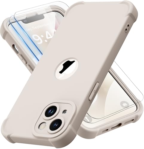 ORETECH für iPhone 14 Hülle, mit 2 Stück Schutzfolie, 360 Grad Ganzkörper Stoßfest Kratzfest Silikon Handyhülle für iPhone 14 6,1 Zoll, Stein Weiß ORETECH für iPhone 14 Hülle, mit 2 Stück Schutzfolie, 360 Grad Ganzkörper Stoßfest Kratzfest Silikon Handyhülle für iPhone 14 6,1 Zoll, Stein Weiß von ORETECH