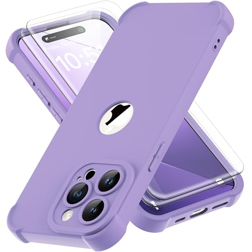 ORETECH für iPhone 15 Pro Hülle, mit 2 Stück Schutzfolie, 360 Grad Ganzkörper Stoßfest Kratzfest Silikon Handyhülle für iPhone 15 Pro 6,1 Zoll,Violett ORETECH für iPhone 15 Pro Hülle, mit 2 Stück Schutzfolie, 360 Grad Ganzkörper Stoßfest Kratzfest Silikon Handyhülle für iPhone 15 Pro 6,1 Zoll,Violett von ORETECH