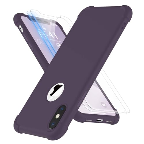 ORETECH für iPhone X Hülle, mit 2 Stück Schutzfolie, 360 Grad Ganzkörper Stoßfest Kratzfest Silikon Handyhülle für iPhone X/Xs 5,8 Zoll, Tiefes Violett ORETECH für iPhone X Hülle, mit 2 Stück Schutzfolie, 360 Grad Ganzkörper Stoßfest Kratzfest Silikon Handyhülle für iPhone X/Xs 5,8 Zoll, Tiefes Violett von ORETECH