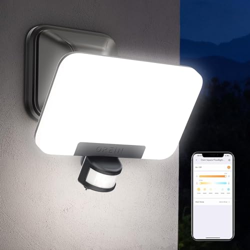 OREiN Smart Led Außenlampe mit Bewegungsmelder 24W=200W, App steuerbar, CCT 3 Farbe Außenwandleuchte 2800lm, Gruppensteuerung & Zeitplan, IP65 Intelligent Aussenleuchte für Hof, Haustür, Terrasse von OREiN