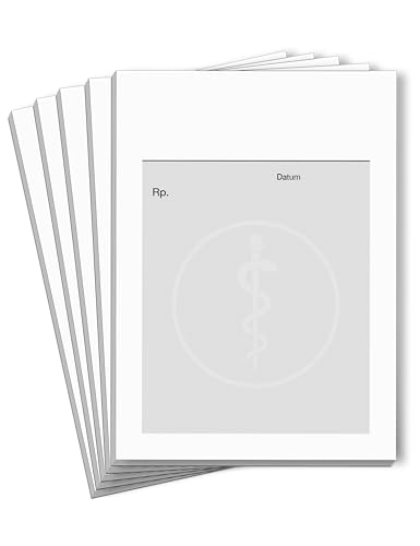 ORGASET Privatrezept für Ärzte - 250 Blätter - DIN A6 - geleimt - Motiv: Äskulapstab - 5x50 Blatt Rezeptblock - Grau von ORGASET