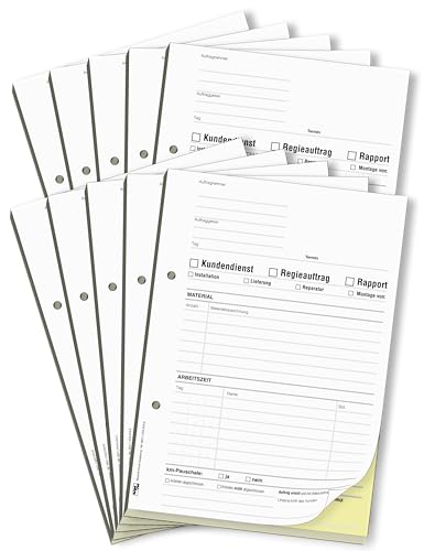 ORGASET Regiebericht/Rapport | DIN A5 | 2-fach selbstdurchschreibend | 2x50 Blatt Durchschreibeblock | weiß/gelb | 10 Stk. von ORGASET
