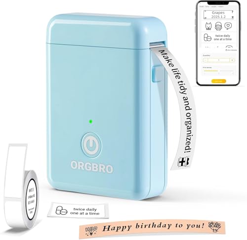 ORGBRO X1 Etikettendrucker, Mini Bluetooth Thermal Labeldrucker Selbstklebend Beschriftungsgerät, Tragbarer Kabelloser Label Maker für iOS/Android, Etikettiermaschine für Zuhause, Büro (Blau) ORGBRO X1 Etikettendrucker, Mini Bluetooth Thermal Labeldrucker Selbstklebend Beschriftungsgerät, Tragbarer Kabelloser Label Maker für iOS/Android, Etikettiermaschine für Zuhause, Büro (Blau) von ORGBRO