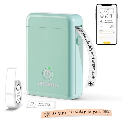 ORGBRO X1 Etikettendrucker, Bluetooth Selbstklebendes Etikettiergerät Tragbarer beschriftungsgerät selbstklebend Labeldrucker, Mini Label Printer mit iOS Android,Für Zuhause, Büro, Grün ORGBRO X1 Etikettendrucker, Bluetooth Selbstklebendes Etikettiergerät Tragbarer beschriftungsgerät selbstklebend Labeldrucker, Mini Label Printer mit iOS Android,Für Zuhause, Büro, Grün von ORGBRO