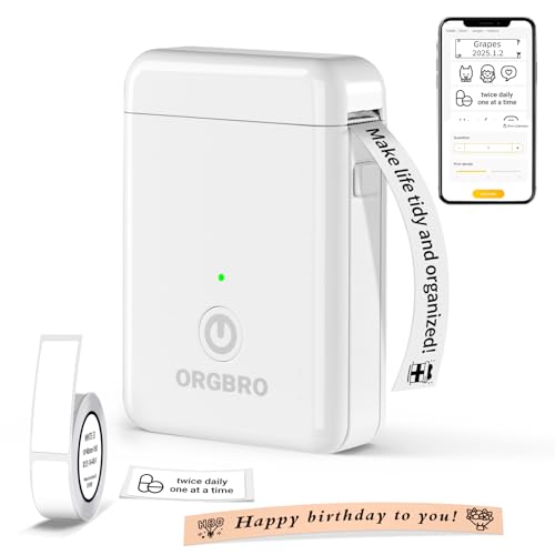 ORGBRO X1 Etikettendrucker, Bluetooth Selbstklebendes Etikettiergerät Tragbarer beschriftungsgerät selbstklebend Labeldrucker, Mini Label Printer mit iOS Android,Für Zuhause, Büro, Weiß ORGBRO X1 Etikettendrucker, Bluetooth Selbstklebendes Etikettiergerät Tragbarer beschriftungsgerät selbstklebend Labeldrucker, Mini Label Printer mit iOS Android,Für Zuhause, Büro, Weiß von ORGBRO