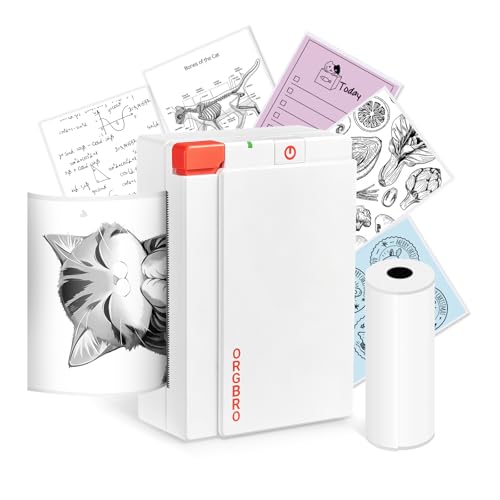 ORGBRO X3 Mini Thermodrucker, Klebebanddrucker ohne Tinte, Tragbare Fotodrucker, Kompatibel mit iOS und Android, Für Foto Drucke, Lernnotizen und Anatomiediagramme, Weiß ORGBRO X3 Mini Thermodrucker, Klebebanddrucker ohne Tinte, Tragbare Fotodrucker, Kompatibel mit iOS und Android, Für Foto Drucke, Lernnotizen und Anatomiediagramme, Weiß von ORGBRO