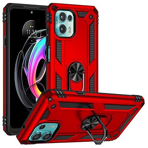Handyhülle Compatible with Motorola Moto Edge 20 Lite Case Mobiltelefon mit Magnetringhalter -Hülle, schwerer Schockschutzschutz Compatible with Motorola Moto Edge 20 Lite Handyrückseite(Red) von ORGCIUFB
