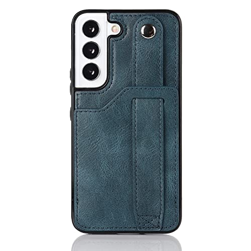 Handyhülle Compatible with Samsung Galaxy S22 Leder Brieftasche Phone Case Stand Handgelenkband Telefon Fall Einstellbare Handgelenke Telefon Fall Compatible with Samsung Galaxy S22 Handyrückseite(Blu Handyhülle Compatible with Samsung Galaxy S22 Leder Brieftasche Phone Case Stand Handgelenkband Telefon Fall Einstellbare Handgelenke Telefon Fall Compatible with Samsung Galaxy S22 Handyrückseite(Blu von ORGCIUFB