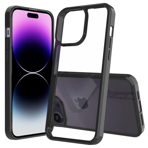 Handyhülle Durchsichtige Hülle, kompatibel mit iPhone 14 Pro Max, robuste, stoßfeste, transparente Handyhülle, schlanke, transparente, kratzfeste und absorbierende Hülle Handyrückseite(Black) von ORGCIUFB