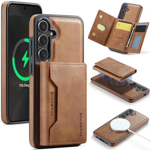Handyhülle Kompatibel mit Samsung Galaxy S25 Plus Hülle, Brieftasche mit Kreditkartenhalter, magnetisch, abnehmbare Brieftasche, [RFID-Blockierung], dreifach gefaltete Brieftasche, Ständer, Schutzhüll von ORGCIUFB