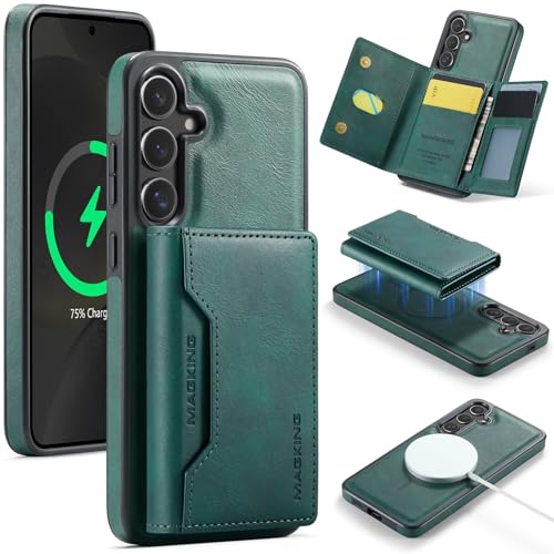 Handyhülle Kompatibel mit Samsung Galaxy S25 Plus Hülle, Brieftasche mit Kreditkartenhalter, magnetisch, abnehmbare Brieftasche, [RFID-Blockierung], dreifach gefaltete Brieftasche, Ständer, Schutzhüll von ORGCIUFB