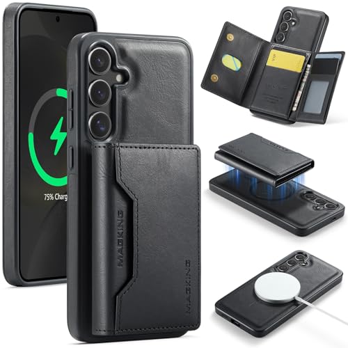 Handyhülle Kompatibel mit Samsung Galaxy S25 Plus Hülle, Brieftasche mit Kreditkartenhalter, magnetisch, abnehmbare Brieftasche, [RFID-Blockierung], dreifach gefaltete Brieftasche, Ständer, Schutzhüll von ORGCIUFB