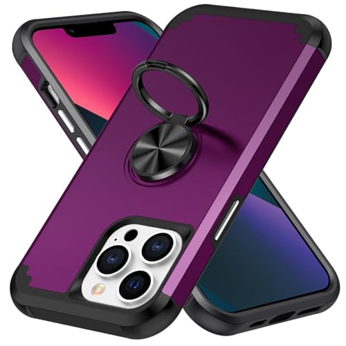 Handyhülle Kompatibel mit dem iPhone 13 Pro Max, zweilagige, stoßfeste Schutzhülle, Ringhalter-Kickstand-Autohalterung in Militärqualität, robuste Schutzhülle aus PC-Stoßfänger Handyrückseite(Deep pur Handyhülle Kompatibel mit dem iPhone 13 Pro Max, zweilagige, stoßfeste Schutzhülle, Ringhalter-Kickstand-Autohalterung in Militärqualität, robuste Schutzhülle aus PC-Stoßfänger Handyrückseite(Deep pur von ORGCIUFB