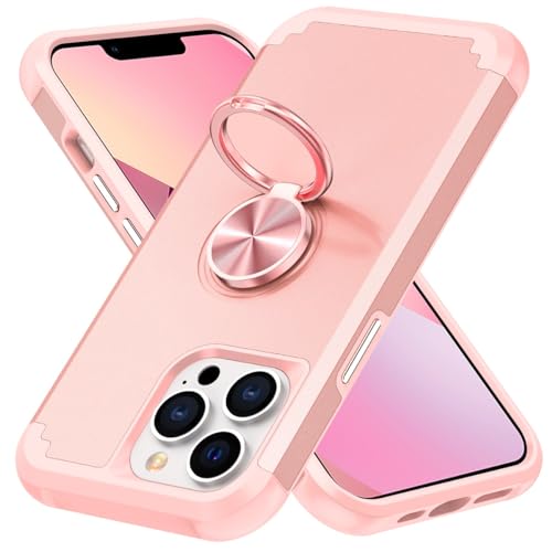 Handyhülle Kompatibel mit dem iPhone 13 Pro Max, zweilagige, stoßfeste Schutzhülle, Ringhalter-Kickstand-Autohalterung in Militärqualität, robuste Schutzhülle aus PC-Stoßfänger Handyrückseite(Rose gol Handyhülle Kompatibel mit dem iPhone 13 Pro Max, zweilagige, stoßfeste Schutzhülle, Ringhalter-Kickstand-Autohalterung in Militärqualität, robuste Schutzhülle aus PC-Stoßfänger Handyrückseite(Rose gol von ORGCIUFB