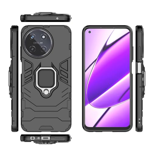 Handyhülle Kompatibel mit der Oppo Realme 11 4G-Handyhülle, schlanke Schutzhülle mit Ständer, Ständer, PC und TPU-Abdeckung mit Halterung Handyrückseite(Black) von ORGCIUFB