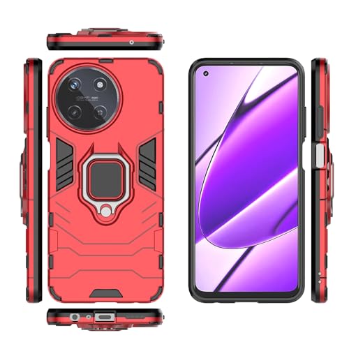 Handyhülle Kompatibel mit der Oppo Realme 11 4G-Handyhülle, schlanke Schutzhülle mit Ständer, Ständer, PC und TPU-Abdeckung mit Halterung Handyrückseite(Red) von ORGCIUFB