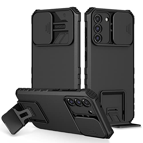 Handyhülle Silikon -Kickstand -Fall Compatible with Galaxy kompatibel S21 fe, [3 Stand Wege] vertikaler und horizontaler Standgehäuse, Ganzkörper hart schlankes Schutzhülle Handyrückseite(Black) von ORGCIUFB