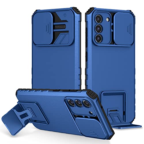Handyhülle Silikon -Kickstand -Fall Compatible with Galaxy kompatibel S21 fe, [3 Stand Wege] vertikaler und horizontaler Standgehäuse, Ganzkörper hart schlankes Schutzhülle Handyrückseite(Blue) von ORGCIUFB