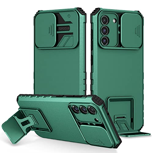 Handyhülle Silikon -Kickstand -Fall Compatible with Galaxy kompatibel S21 fe, [3 Stand Wege] vertikaler und horizontaler Standgehäuse, Ganzkörper hart schlankes Schutzhülle Handyrückseite(DARK GREEN) von ORGCIUFB