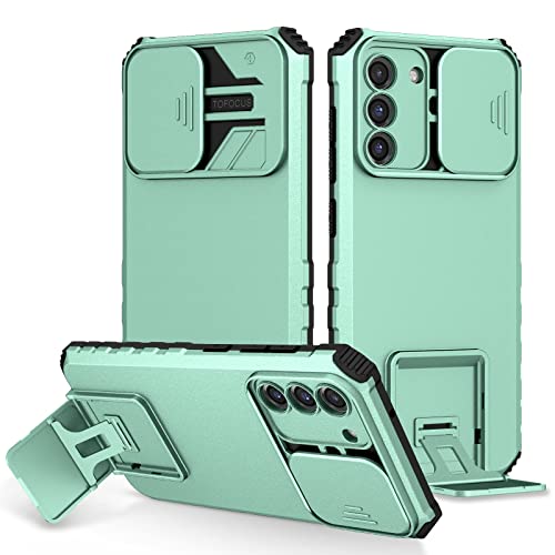Handyhülle Silikon -Kickstand -Fall Compatible with Galaxy kompatibel S21 fe, [3 Stand Wege] vertikaler und horizontaler Standgehäuse, Ganzkörper hart schlankes Schutzhülle Handyrückseite(Light green) von ORGCIUFB