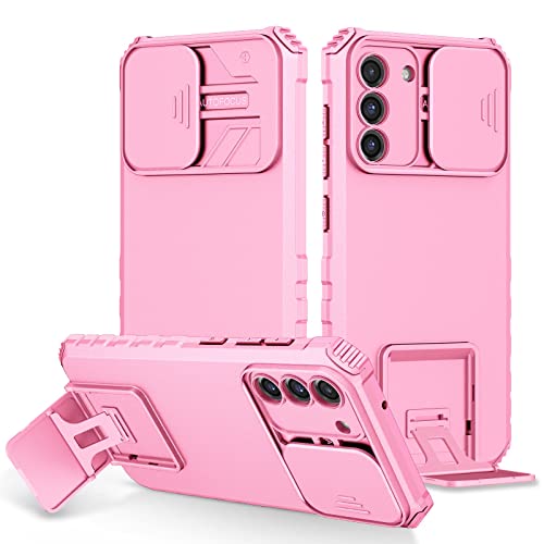 Handyhülle Silikon -Kickstand -Fall Compatible with Galaxy kompatibel S21 fe, [3 Stand Wege] vertikaler und horizontaler Standgehäuse, Ganzkörper hart schlankes Schutzhülle Handyrückseite(PINK) von ORGCIUFB