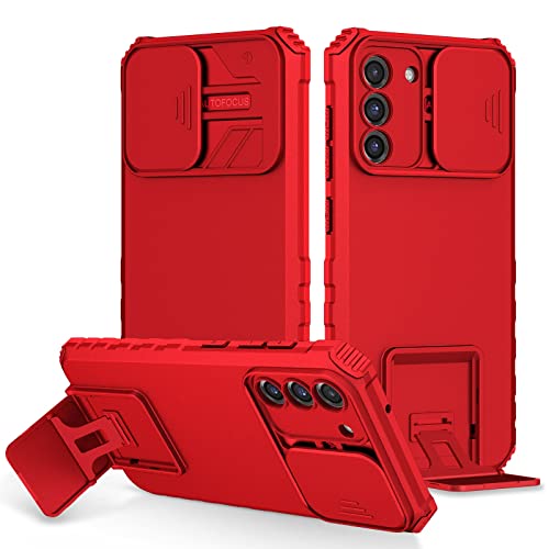 Handyhülle Silikon -Kickstand -Fall Compatible with Galaxy kompatibel S21 fe, [3 Stand Wege] vertikaler und horizontaler Standgehäuse, Ganzkörper hart schlankes Schutzhülle Handyrückseite(Red) von ORGCIUFB