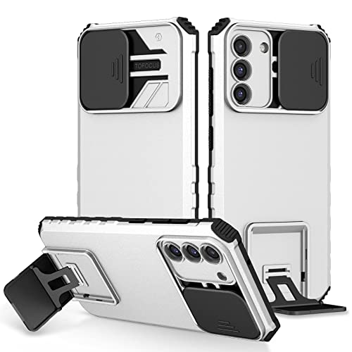 Handyhülle Silikon -Kickstand -Fall Compatible with Galaxy kompatibel S21 fe, [3 Stand Wege] vertikaler und horizontaler Standgehäuse, Ganzkörper hart schlankes Schutzhülle Handyrückseite(White) von ORGCIUFB
