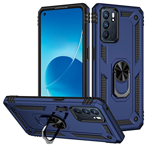 ORGCIUFB Handyhülle Compatible with Oppo Reno 6 5G Case Mobiltelefon mit Magnetringhalter Case, Heavy Duty Shock Proof Protection Compatible with Oppo Reno6 (5G) Handyrückseite(Blue) von ORGCIUFB