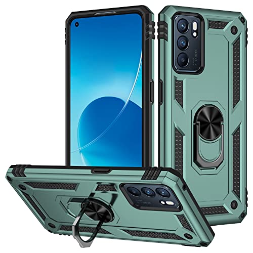 ORGCIUFB Handyhülle Compatible with Oppo Reno 6 5G Case Mobiltelefon mit Magnetringhalter Case, Heavy Duty Shock Proof Protection Compatible with Oppo Reno6 (5G) Handyrückseite(Green) von ORGCIUFB