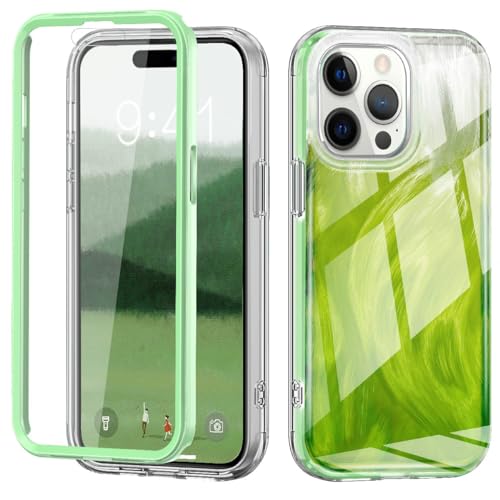 ORGCIUFB Handyhülle Schutzhülle kompatibel mit iPhone 14 Pro Max, Ganzkörper-Hülle, schlanke Schutzhülle, transparent, Kratzfest, stoßdämpfend, kompatibel mit 14 Pro Max Handyrückseite(Green) von ORGCIUFB