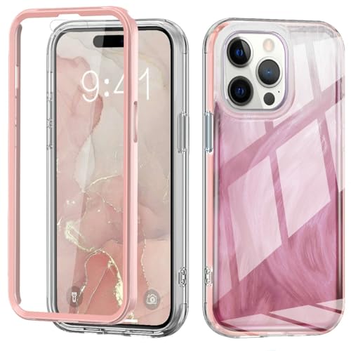 ORGCIUFB Handyhülle Schutzhülle kompatibel mit iPhone 14 Pro Max, Ganzkörper-Hülle, schlanke Schutzhülle, transparent, Kratzfest, stoßdämpfend, kompatibel mit 14 Pro Max Handyrückseite(Pink) von ORGCIUFB