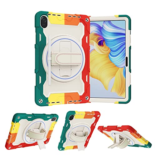 Schützende Tablet-Hülle Kinderhülle Compatible with Honor Tablet 8 (12 Zoll), elastische Halterung mit mehreren Winkeln + um 360 ° verstellbare drehbare Handschlaufe, bruchsichere 3-in-1-Hülle, sturzs von ORGCIUFB