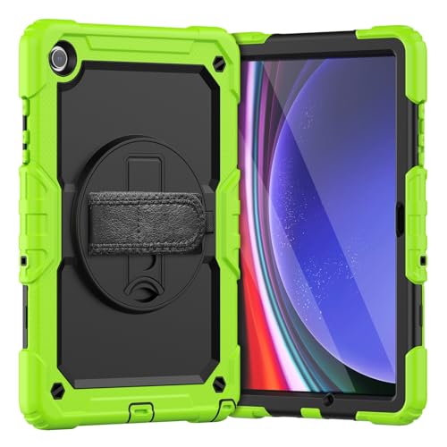 Schützende Tablet-Hülle Kompatibel mit Samsung Galaxy Tab A9 Plus 2023 SM-X210/SM-216/SM-X218 11 Zoll Hülle mit Displayschutzfolie, stoßfeste, robuste Hülle, 360° drehbare Handschlaufe/Ständer Robuste von ORGCIUFB