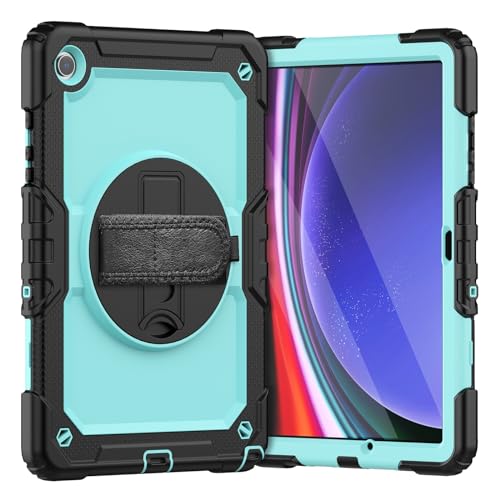 Schützende Tablet-Hülle Kompatibel mit Samsung Galaxy Tab A9 Plus 2023 SM-X210/SM-216/SM-X218 11 Zoll Hülle mit Displayschutzfolie, stoßfeste, robuste Hülle, 360° drehbare Handschlaufe/Ständer Robuste von ORGCIUFB