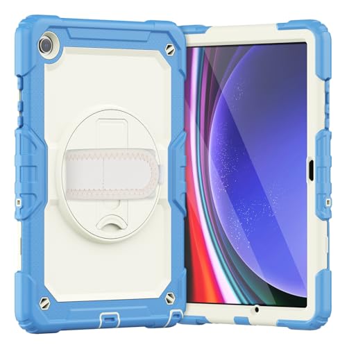 Schützende Tablet-Hülle Kompatibel mit Samsung Galaxy Tab A9 Plus 2023 SM-X210/SM-216/SM-X218 11 Zoll Hülle mit Displayschutzfolie, stoßfeste, robuste Hülle, 360° drehbare Handschlaufe/Ständer Robuste von ORGCIUFB