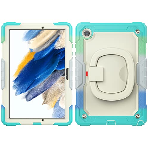 Schützende Tablet-Hülle Robuste, stoßfeste TPU-Hülle Compatible with Kinder in Farbe Compatible with Samsung Galaxy Tab A8 10.5 X200 / X205 (2022), 360 Grad drehbarer Griff, Ständerhalterung mit Displ von ORGCIUFB