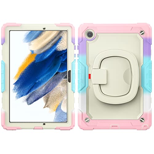 Schützende Tablet-Hülle Robuste, stoßfeste TPU-Hülle Compatible with Kinder in Farbe Compatible with Samsung Galaxy Tab A8 10.5 X200 / X205 (2022), 360 Grad drehbarer Griff, Ständerhalterung mit Displ von ORGCIUFB