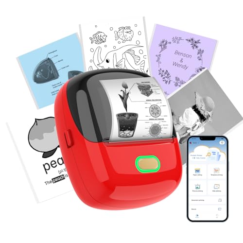 ORGSTA S002 etikettendrucker selbstklebend etikettiergerät Bluetooth 300 DPI etikettiermaschinen beschriftungsgerät ettikettiergeraet Label Printer Sticker Maker (Rot) von ORGSTA